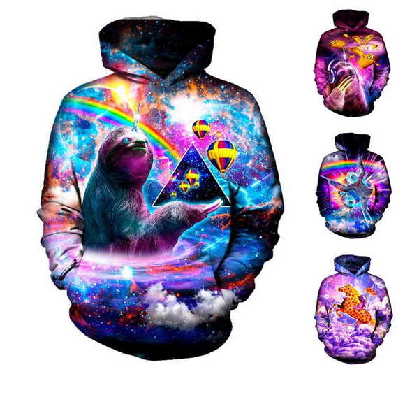 

new смешные аниме лень pizza hoodie galaxy space унисекс 3d printing мужчины женщины толстовки толстовка пальто куртки топы tracksuit пулове, Black