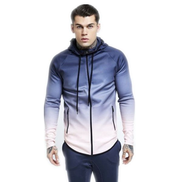 

mens 3d hoodies zipper casual jacket tracksuit pocket hooded sweatshirt men black red purple gradient streetwear hip hop thind1pk