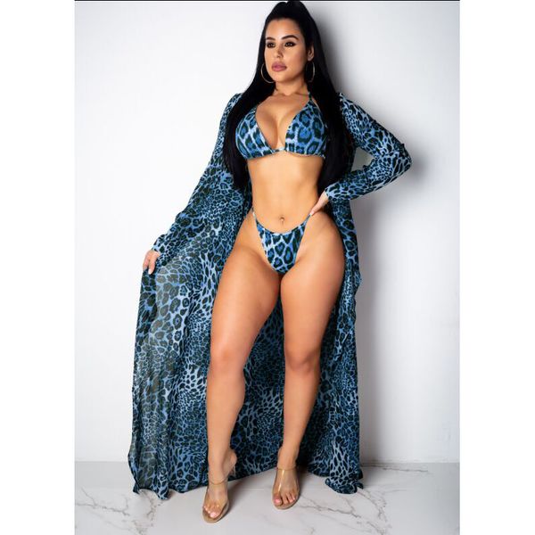 

2020 new 3pcs women leopard bikini set swimwear beachwear swimsut leopard print bathing suit cover up summer maillots de bain, White;black