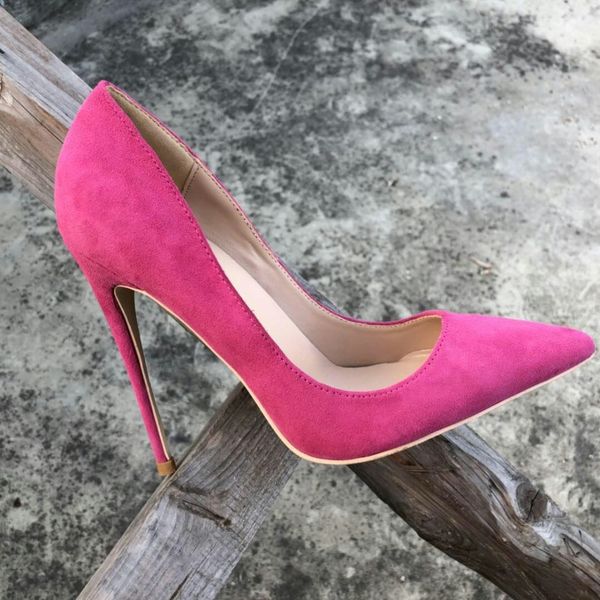 

2019 fashion women girls lady rose red suede leather poined toes high heeled heels shoes stiletto heel shoes pumps 12cm 10cm