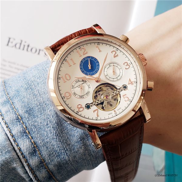 

2020 fashion swiss watch leather tourbillon watch automatic men wristwatch men mechanical steel watches relogio masculino clock yu, Slivery;brown