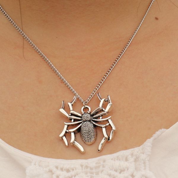 

n946 spider steampunk necklaces & pendants men bijoux antique silver plated necklace punk fashion jewelry collares 2016 new