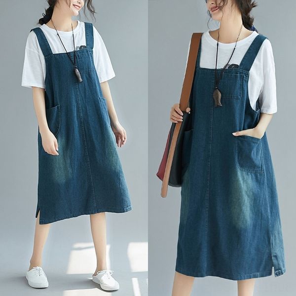 

fat mm2019 art loose casual all-around denim belt skirt large theme costume ethnic clothing women's medium long slim dress women, Red