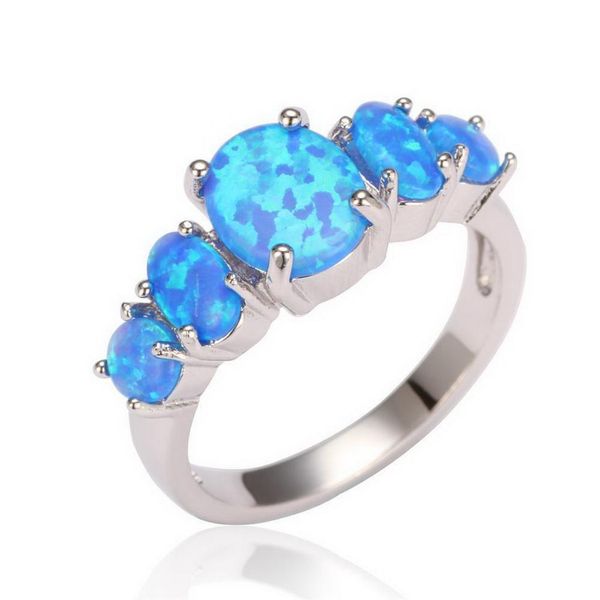 

women casual fashion geometric shape rhinestone ring blue, Slivery;golden