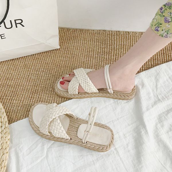 

shoes lady slippers flat slides shose women low pantofle girl soft 2020 summer scandals rome pu basic female, Black