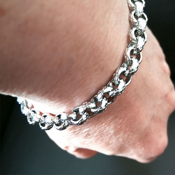 

316l stainless steel silver tone fashion cool link chain bracelet bangle jewelry in 18-24cm length 7mm band width b287, Black