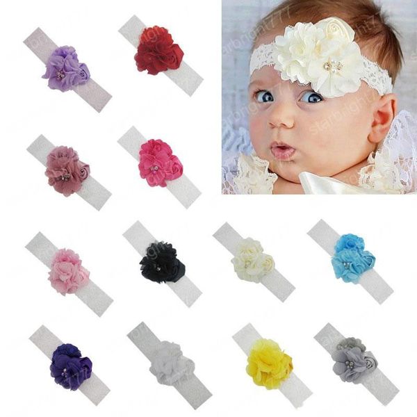 

baby girls headbands flower lace mesh hairbands infant toddler hair band head piece children hair accessories newborn headwear, Slivery;white
