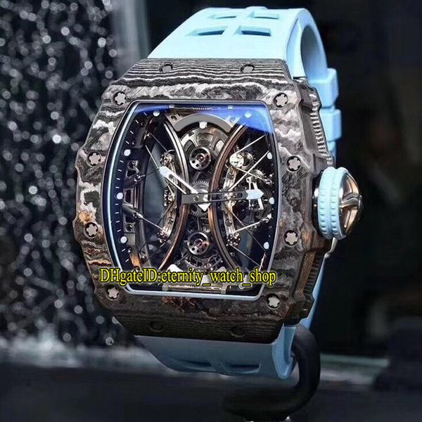 

market version rm 53-01 pablo mac donough tptÂ® carbon fibre case true tourbillon automatic rm53-01 mens watch rubber strap sport watches, Slivery;brown