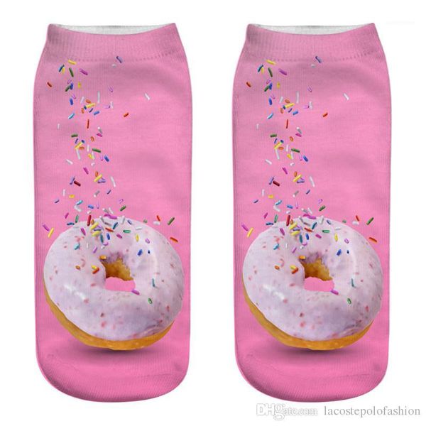 

nice day casual hosiery delicious donuts print womens socks designer foods 3d print socks colorful donna, Black;white