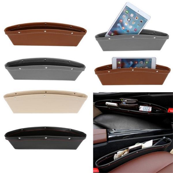 

car organizer pu leather catch box car seat slit gap phone purse coins key pocket storage glove box slot