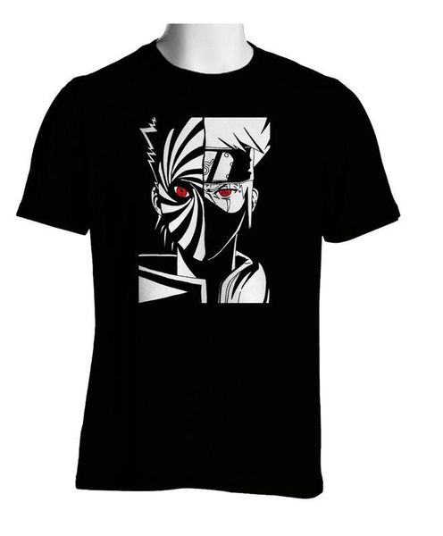 

kakashi face off naruto sharingan men's fashion graphic tee t-shirthgrk, White;black