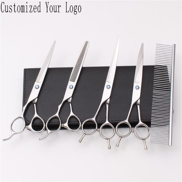 

7" left-hand customize logo dogs grooming shears cutting shears thinning scissors pets scissors cats flur clippers add bag c3006