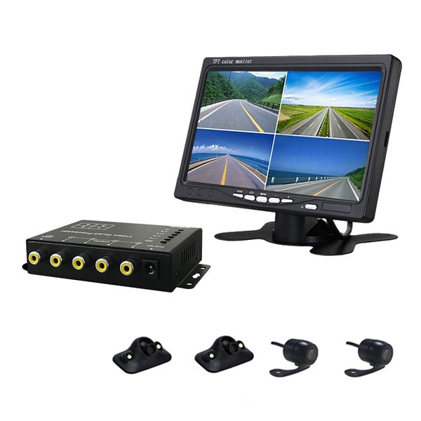 

4ch av/rca car reversing aid video quad processor splitter car parking assist for cctv truck bus control box camera system