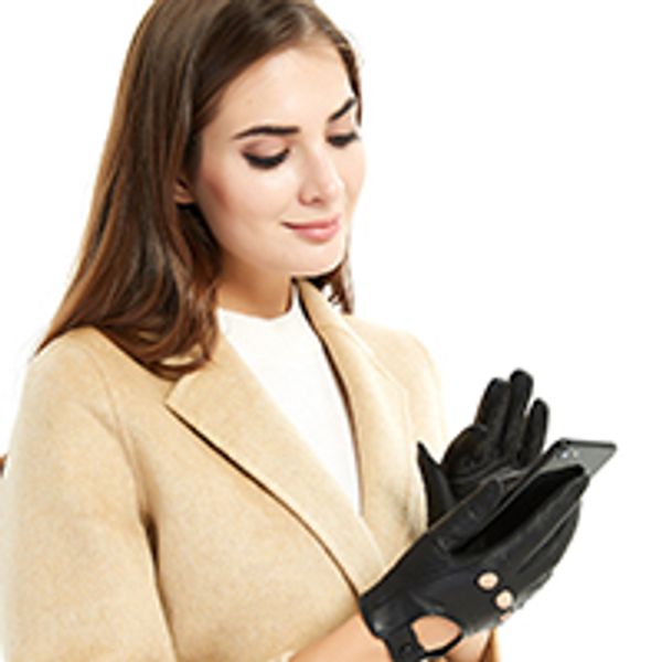 

fashion-harssidanzar womens touchscreen luxury italian lambskin leather driving gloves unlined vintage finished, Blue;gray