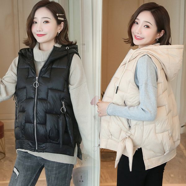 

autumn winter womens fashion cotton vest female vest sleeveless personality jacket warm women jacket sleeveless vests m-xxl size, Black;white