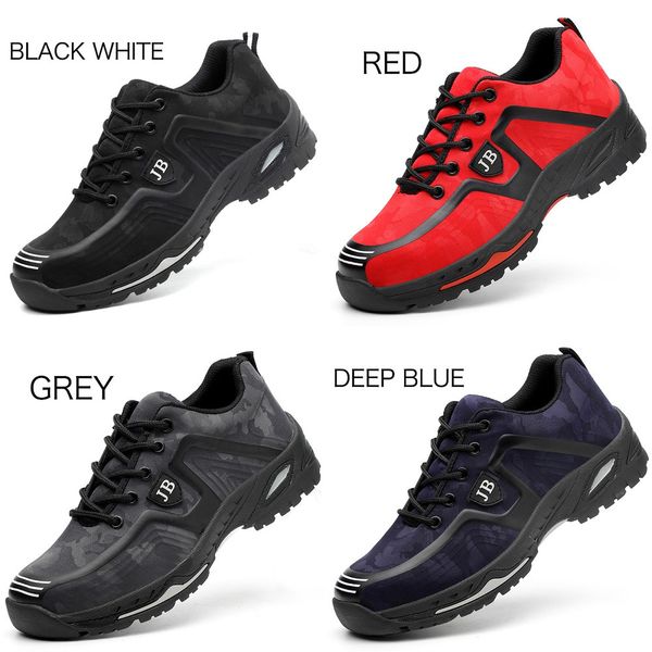 

new arrival outdoor men's industrial & construction steel toe cap safety shoes men breathable puncture proof work boots shoes, Black