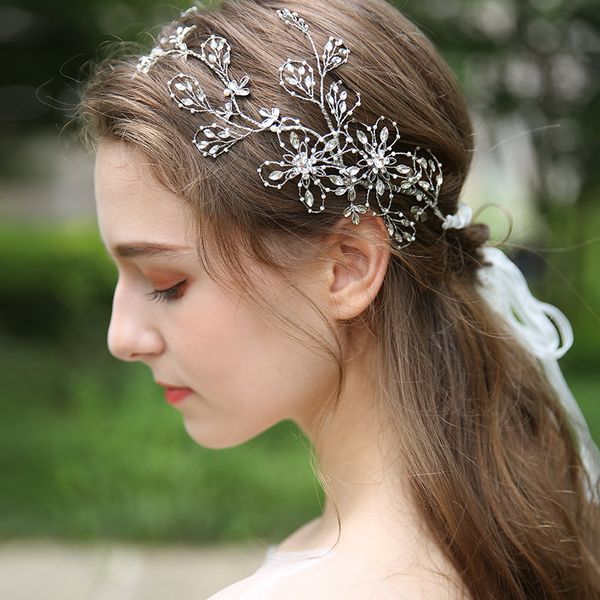 

d2289 npason bride manual headwear plating. flower hair band wedding ornaments new marry hair decorate, Golden;white
