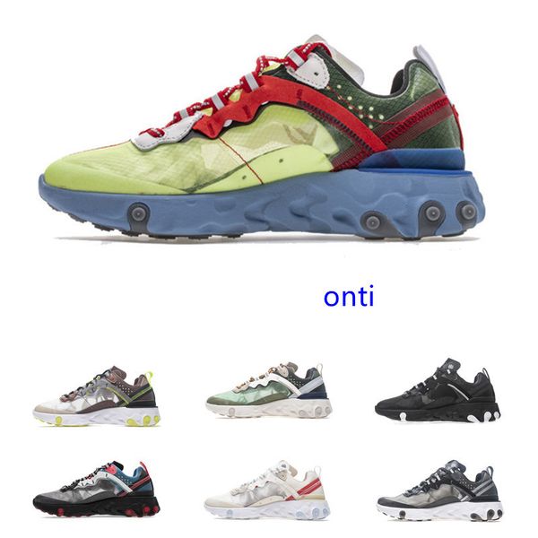 

2019 react element 87 undercover running shoes men womens sports running sneakers designer shoes with szie 36-46, Black