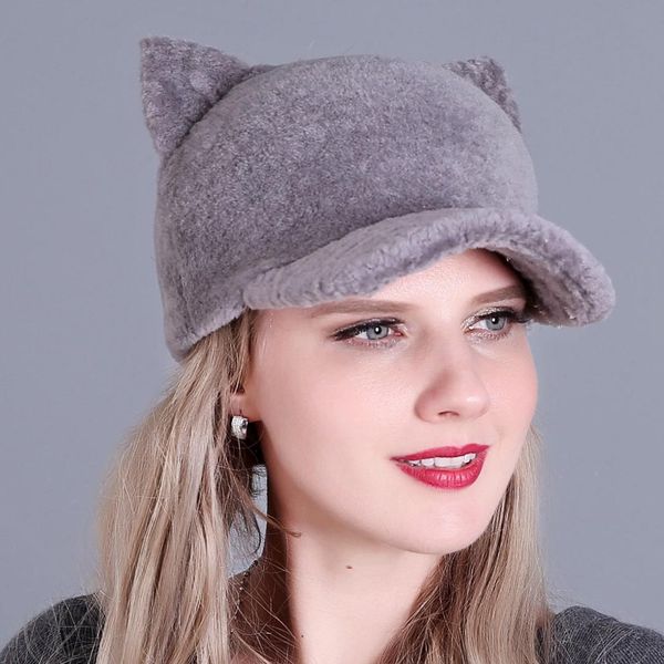 

duck's tongue and cap, full-scale imported cashmere, warm ear, autumn and winter cat's ear, men women's fur cap tide, Blue;gray