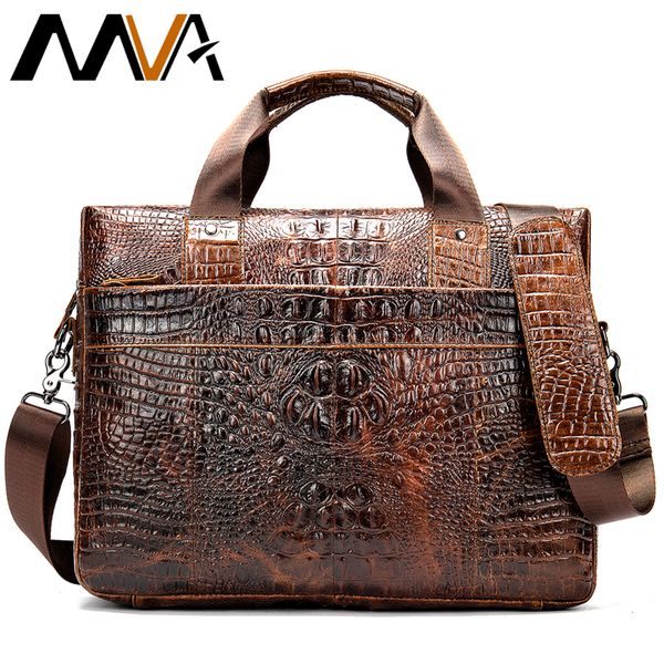 

men's briefcase crocodile pattern cowhide leather briefcases mens male shoulder bag commercial business office bags for men 5555
