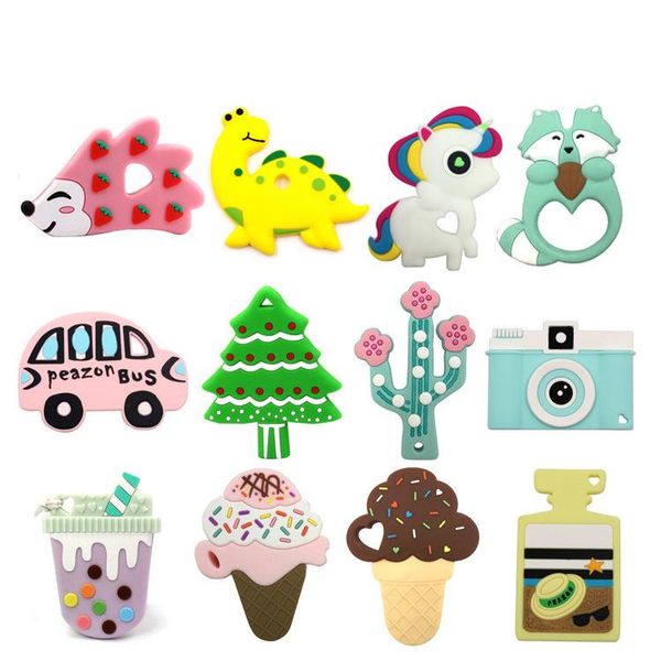 

Детский Силиконового Teether BPA Free Зубной Игрушка Динозавр Hedgehog Cactus Elephant Unicorn Мороженого утешитель игрушка Горячих продажи