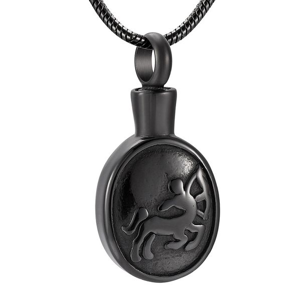 

ijd9909 black sagittarius design stainless steel cremation memorial pendant for ashes urn keepsake souvenir necklace men gift jewelry, Silver