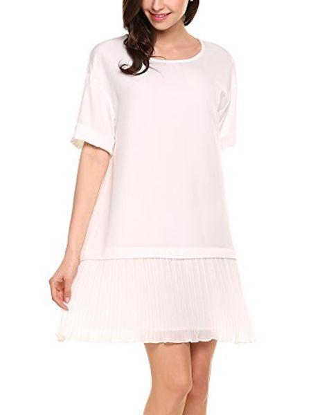 

zeagoo women's casual short sleeve ruffle hem loose a line shift dress, Black;gray