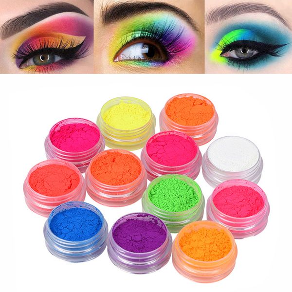

12 pcs/set fluorescence power eyeshadow makeup long lasting pigment eyeshadow nail glitter powder waterproof pigment eye shadow cosmetics