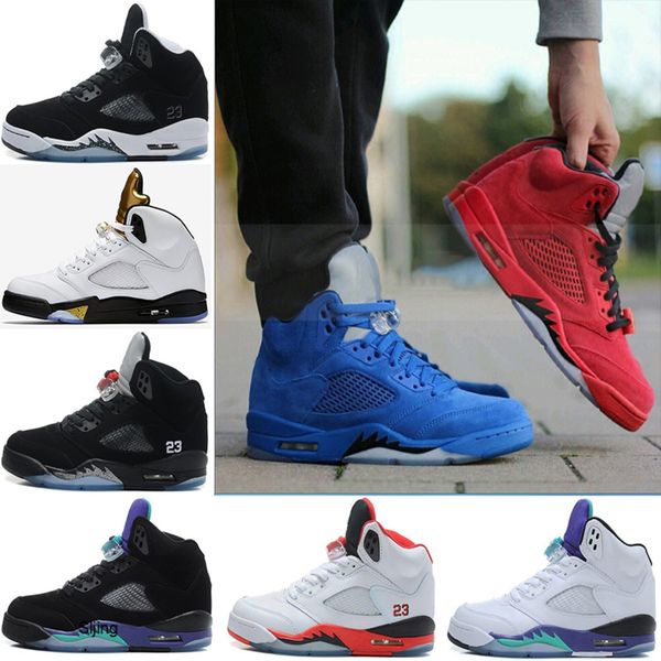 

wholesale 5 5s basketball shoes men olympic og metallic gold tongue black metallic space jam fire red mark ballas sport shoe sneakers