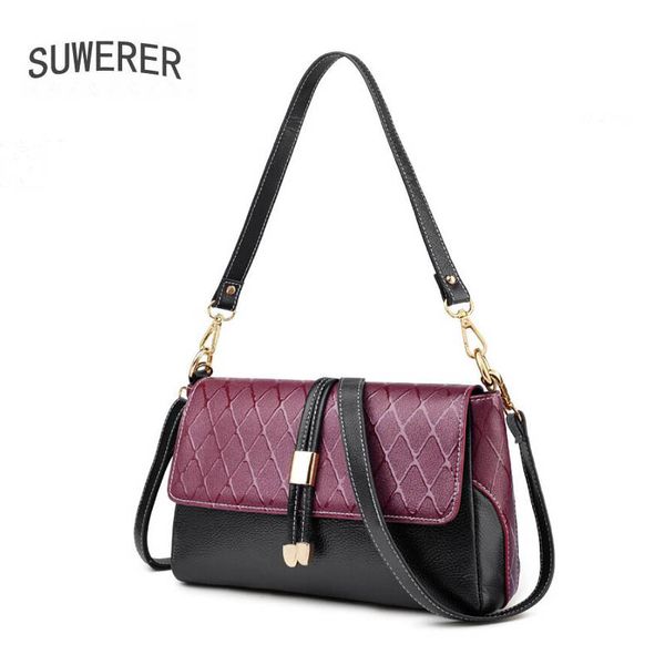 

suwerer 2020 new women genuine leather bags real cowhide bag handbags leather women shoulder bag