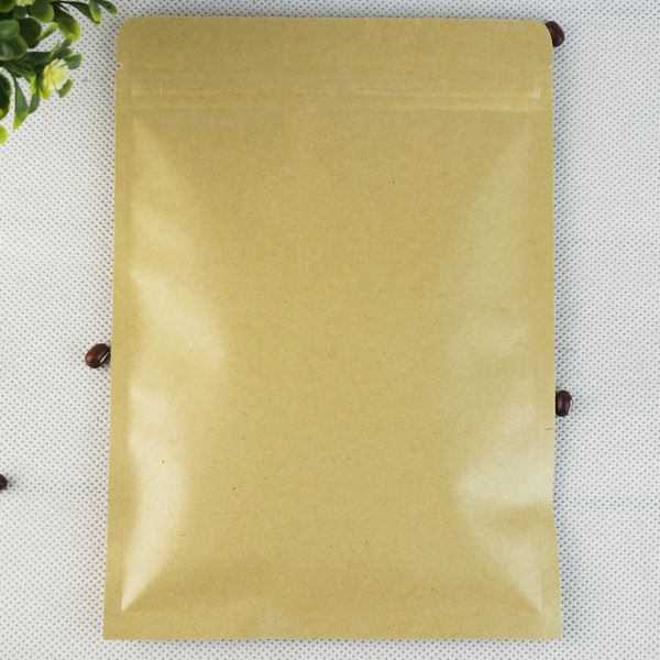 15x22cm 100pcs / серия Brown Kraft Paper алюминиевой фольги Ziplock мешок, Многоразовый Сушеные Свиной Упаковка Zip мешок Бумага пищевой упаковки, Кокоанат Sack
