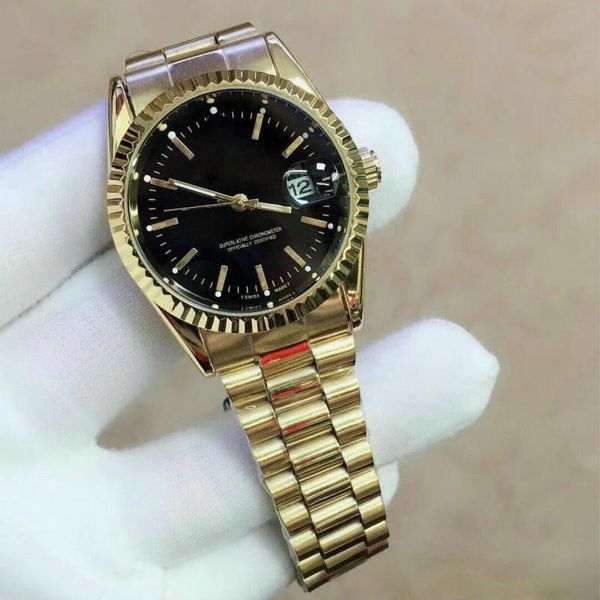 

montre de luxe new all steel 41mm men business watches quartz watch gear bezel fashion brand clock male waterproof montre homme, Slivery;brown