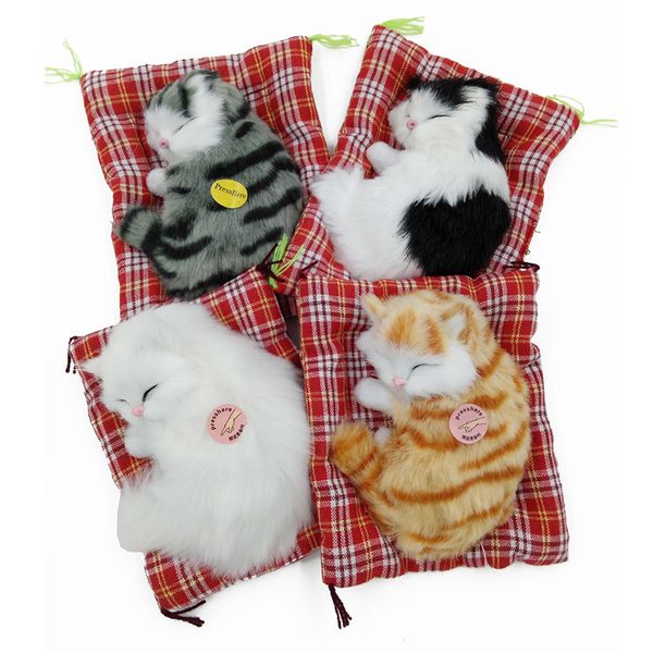 

birthday gift cute simulation sleeping cat craft toy with sound home car office doll decoration kids stuffed toys