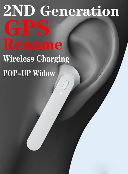 

wireless charging generation 2 gps renamed bluetooth headphones auto paring earphones with pop up window pk h1 chip ap2 i19s i500 i7s tws