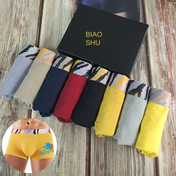 

elastic cotton underwear underpants boxer men's lycra elastic cotton four-angle underwear men underpants boxer, Black;white