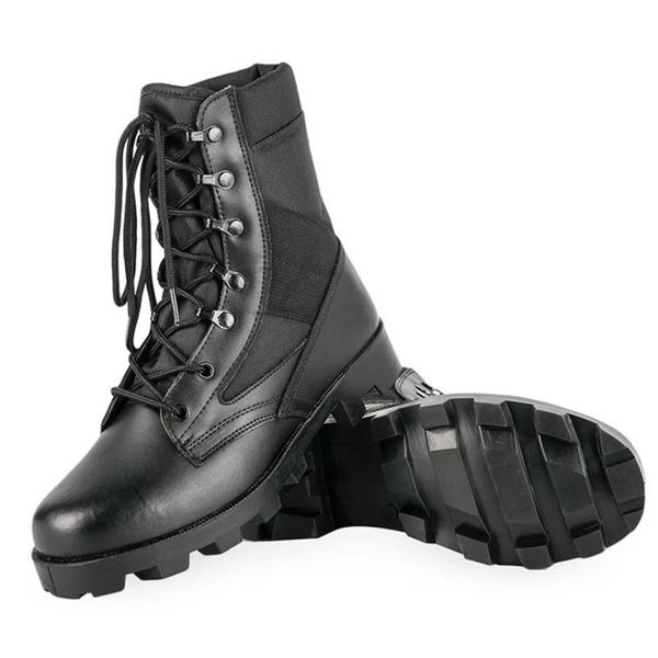 

outdoor men's military desert tactical army boots autumn breathable army shoes combat mid-calf boots, Black