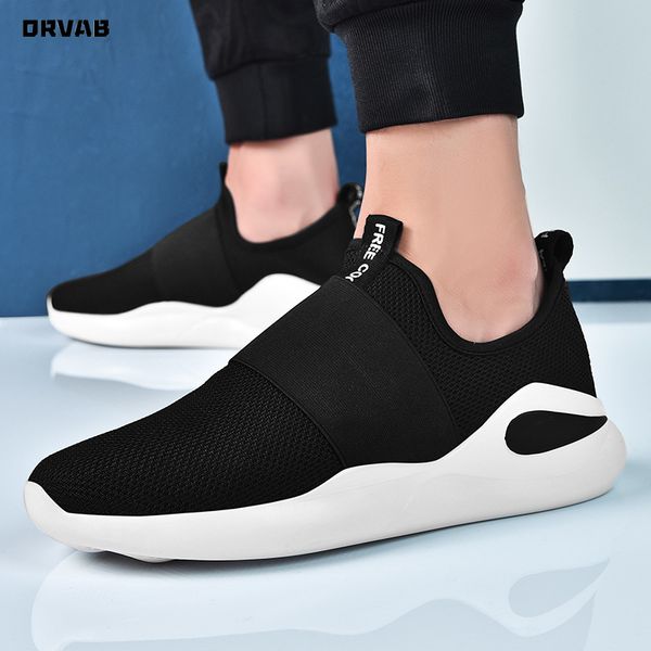 

classic fashion slip-on men shoes breathable mesh men sneakers casual lightweight comfortable summer walking shoes, Black