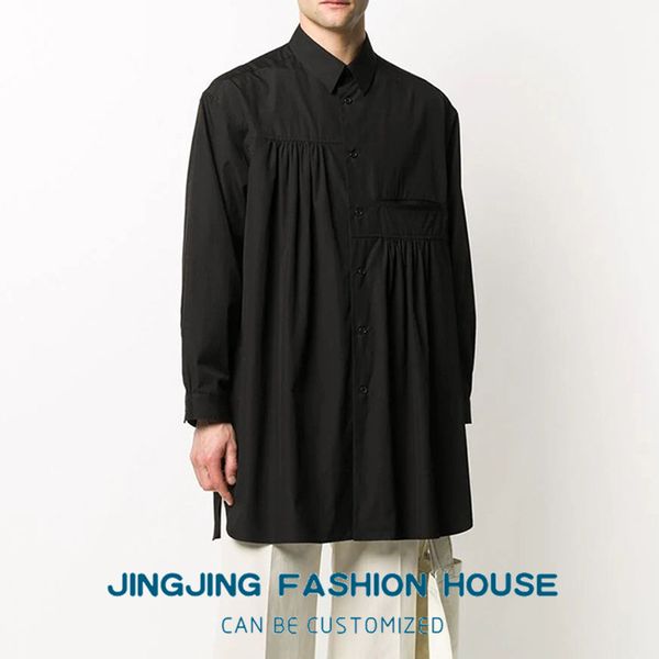 

s-7xl !! 2020 рубашка мужской супер рыхлая с черными складками, White;black