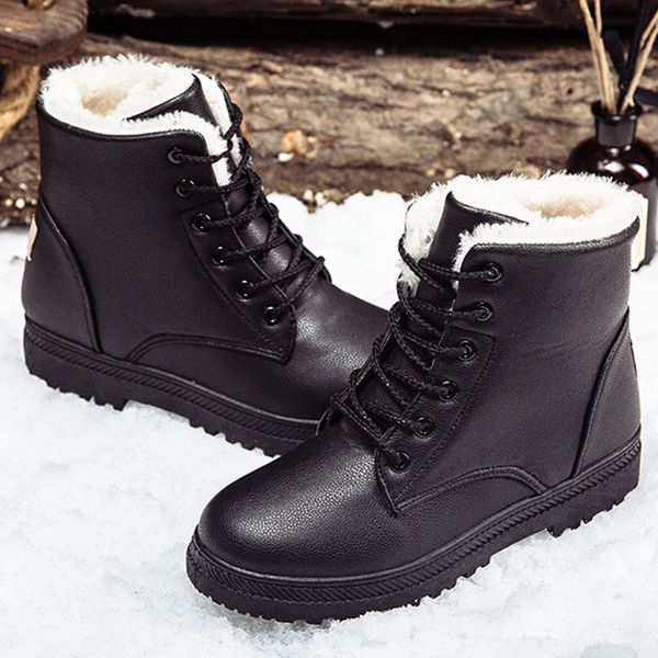 

black boots women winter shoes women's boot 2019 classic style ankle boots for woman snow booties warm shoes plus size 41-44