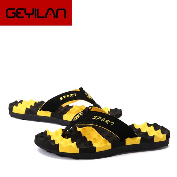 

summer fashion men massage slippers big size non-slip flip flops for male 2020 beach shoes sandals dropshipping, Black