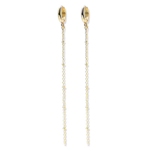 

2019 fashion trend 18k real gold tassel hoop earrings, Golden;silver