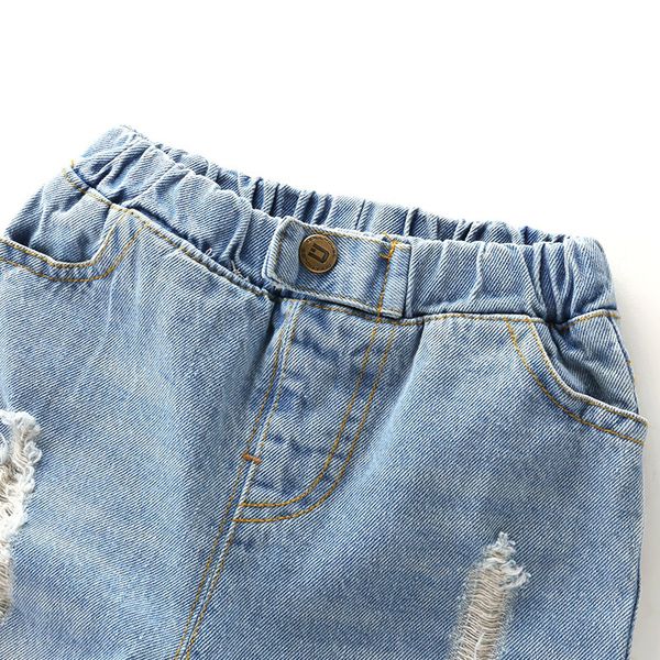 

boys girl hole jeans pants excellent quality cotton new casual children trousers baby toddler comfortable kids clothes children, White