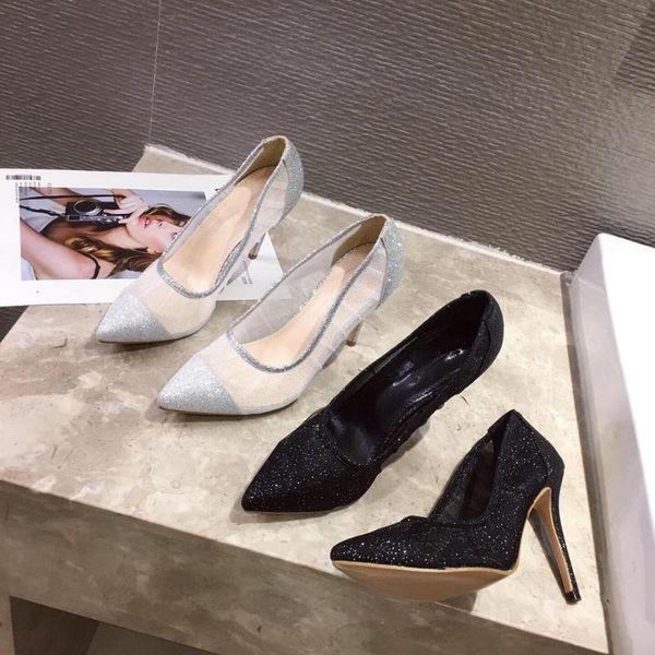 

dress shoes woman office ladies 2020 platform heels latest pointed pumps sandals slip om for women lace-up female, Black