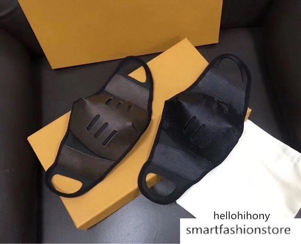 

new costume accessories designer mask black brown leather half face mask, fashionable monogrammed print