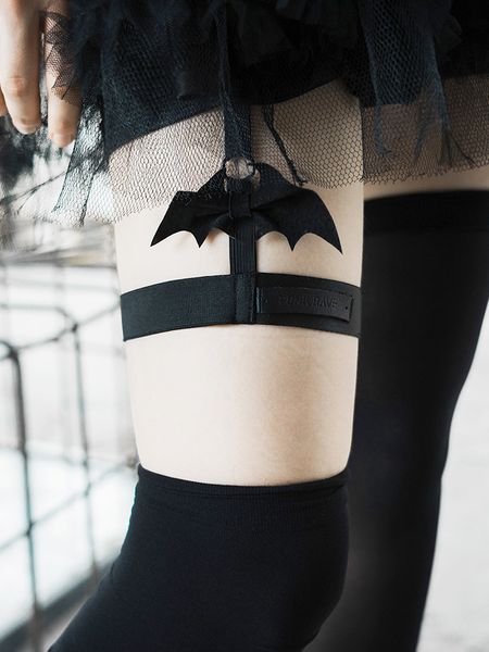 

punk rave women's goth bat black leg ring ps-148, Black;white