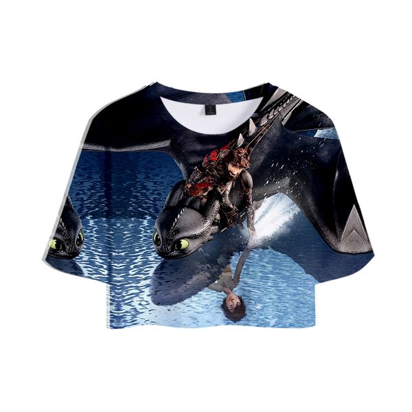 

how to train your dragon 3d printed women crop fashion summer short sleeve tshirts 2019 new arrival streetwear t shirt, White
