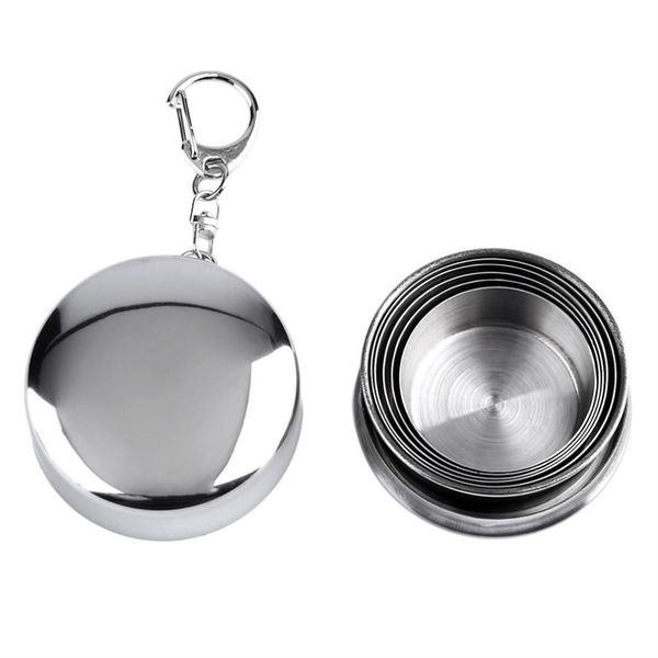 Tazza da tè pieghevole pieghevole pieghevole da campeggio da viaggio all'aperto portatile all'ingrosso in acciaio inossidabile da 75 ml Spedizione gratuita