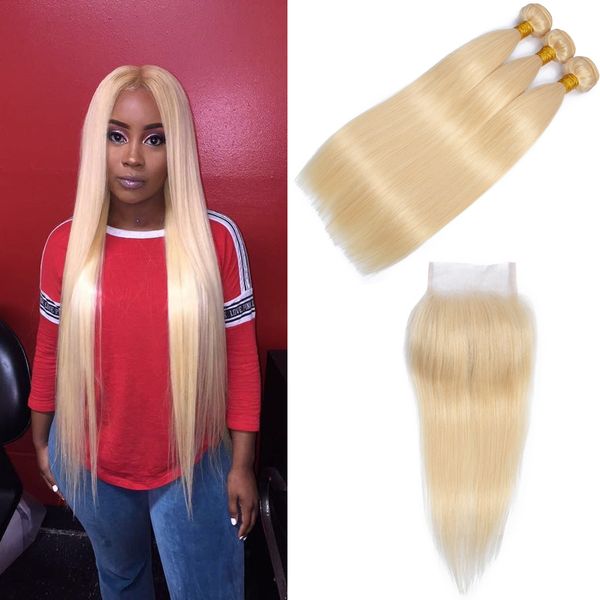 

Dre maker traight 613 blonde hair bundle with lace clo ure part honey blonde brazilian hair weave 613 blonde human hair