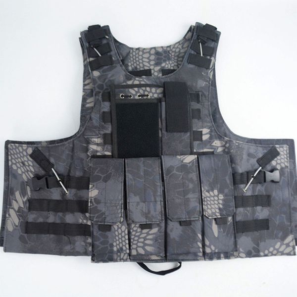 

outdoor molle combat tactical vest assault plate carrier protection vest camo hunting training cs waistcoat, Camo;black
