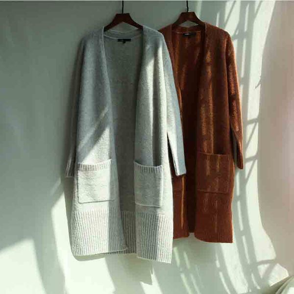

women sweater 2019 winter mohair sweater jacket cardigan long loose padded, White